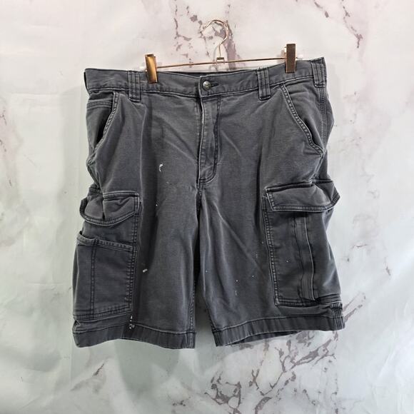 Carhartt Shorts Mens 36 Grey Canvas 10 Inch Camp Relaxed Fit Bermuda Duck - Picture 1 of 11
